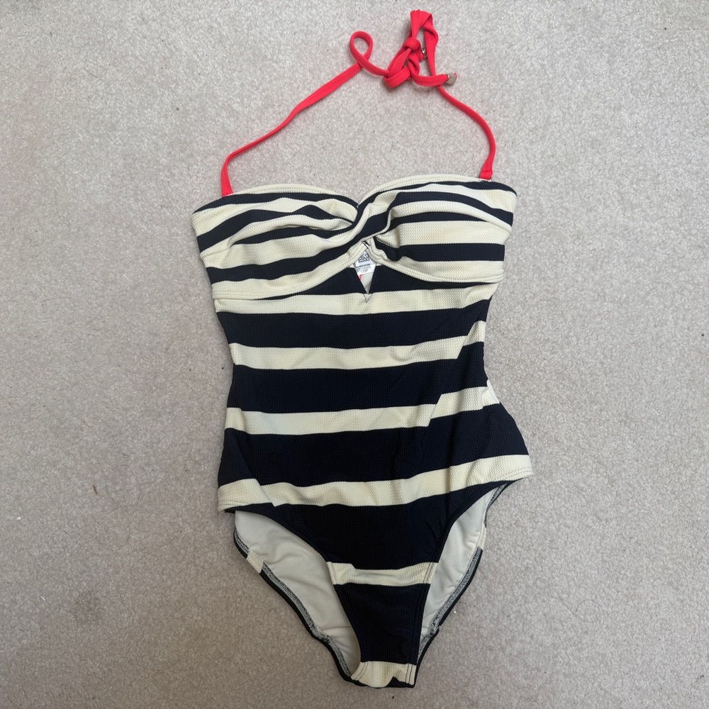 Ted Baker Striped One-Piece Swimsuit with Pink Removable Halter Strap
